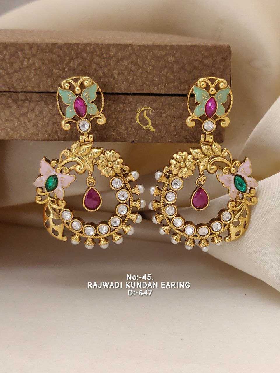 YNF BRASS EARRING7 WOMENS JEWELLREY WHOLESALE KUNDAN EARRINGS MANUFACTURER