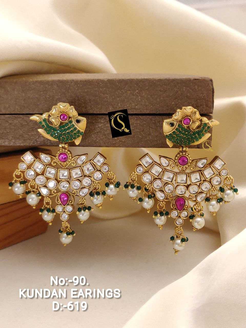 YNF BRASS EARRING9 WOMENS JEWELLREY WHOLESALE KUNDAN EARRINGS MANUFACTURER