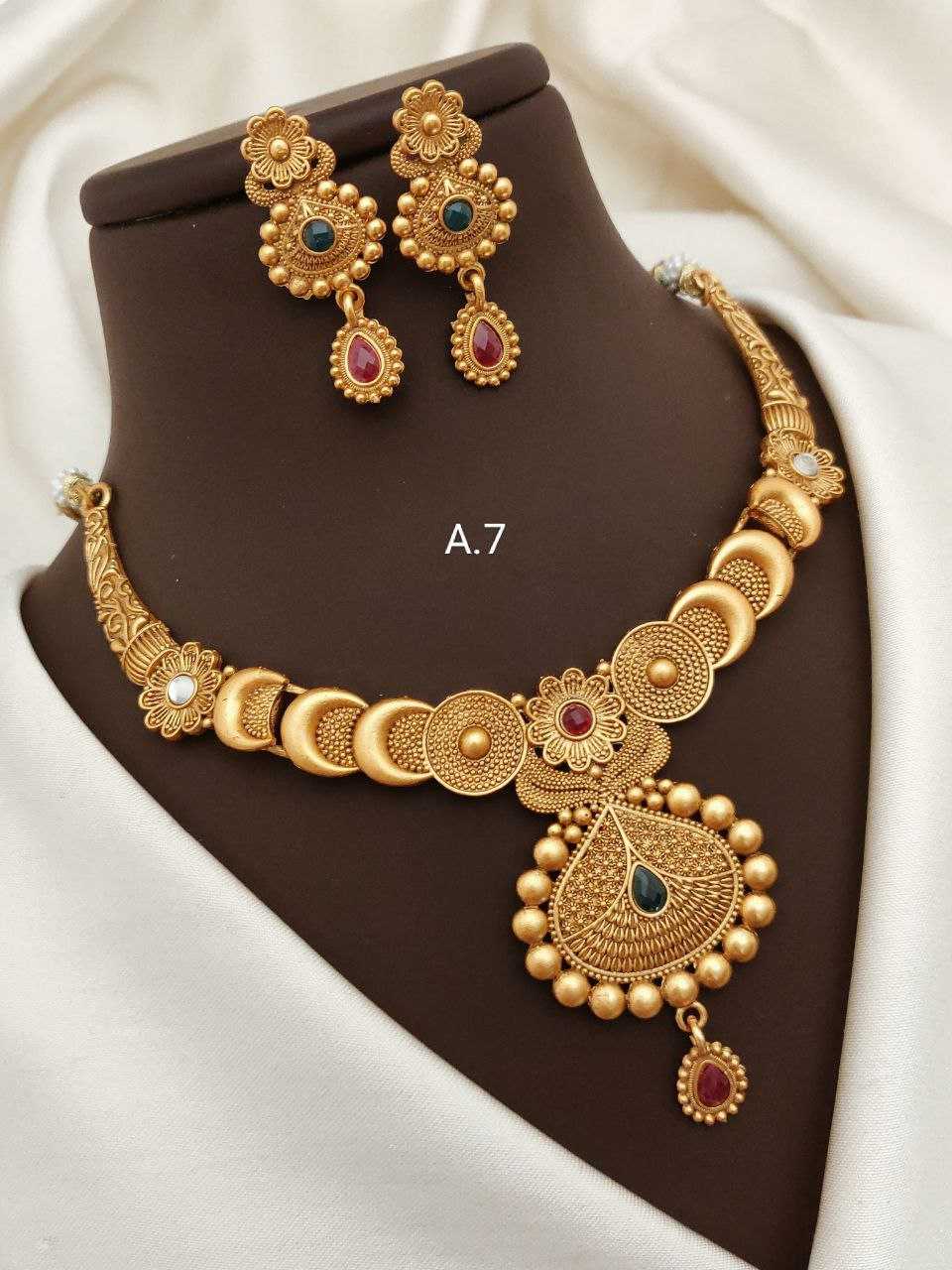 YNF BRASS KESH193 ROR61 E WOMENS JEWELLERY WHOLESALE RAJWADI NECKLACES SET GOLDEN NECKLACE SET MANUFACTURER