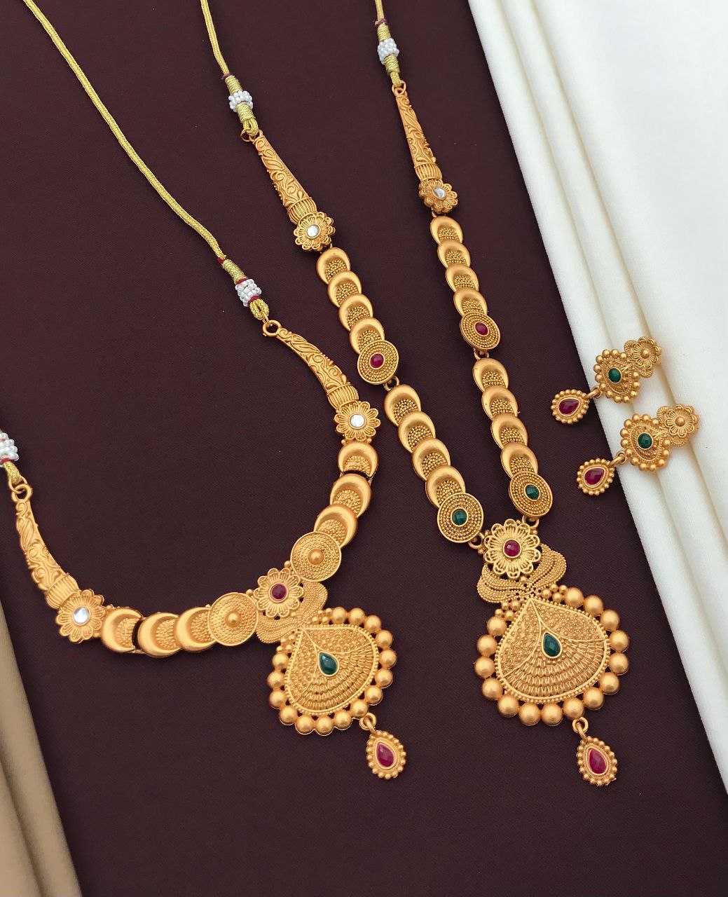 YNF BRASS KESH193 ROR66 WOMENS JEWELLERY WHOLESALE GOLDENEN NECKLACE SET ARTIFICIAL NECKLACE RAJWADI NECKLACES SETS MANUFACTURER