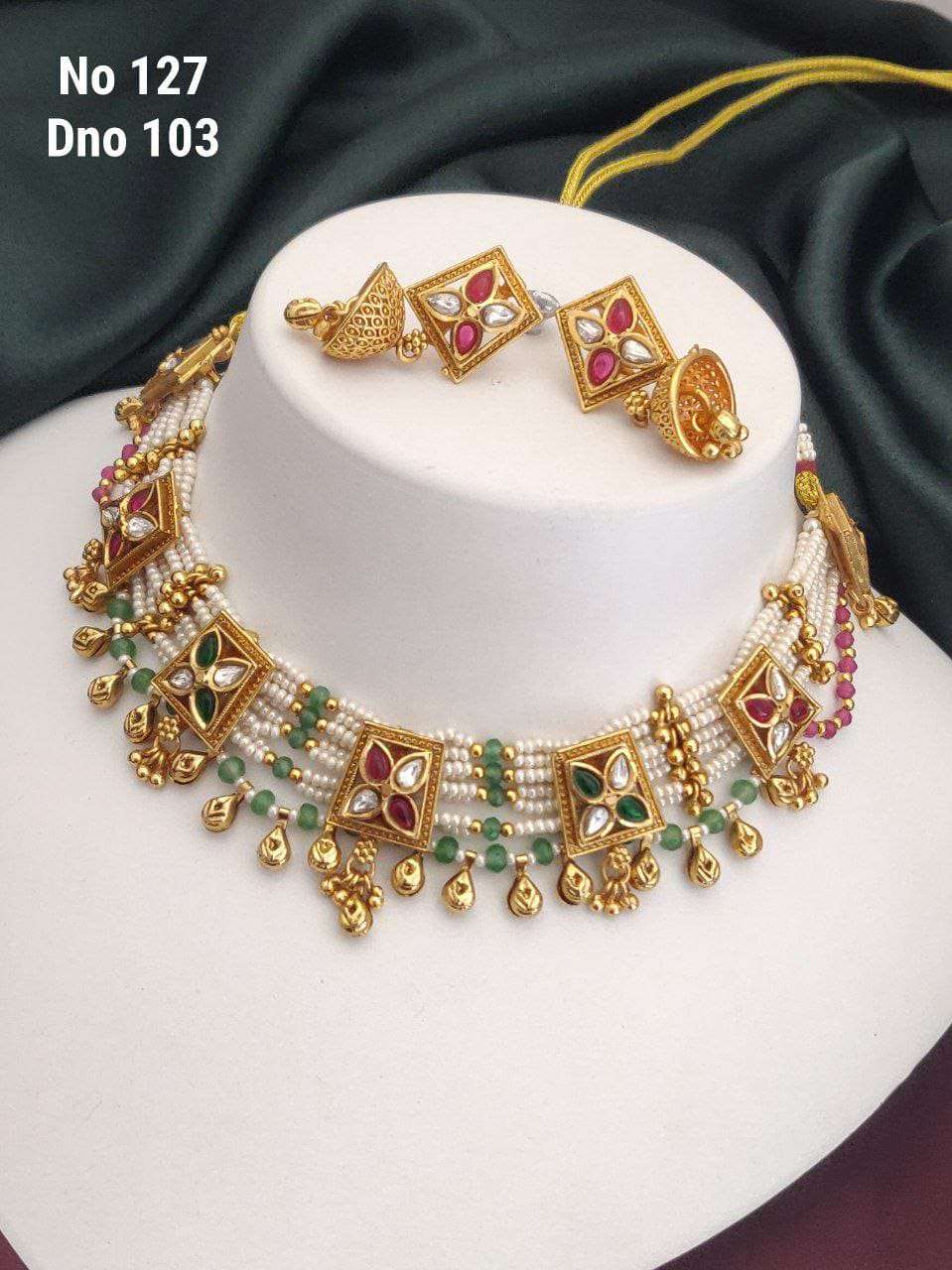 YNF BRASS KESH477 SMN10-88 WOMENS JEWELLERY WHOLESALE NECKLACE SET MANUFACTURER - Jewellery Export