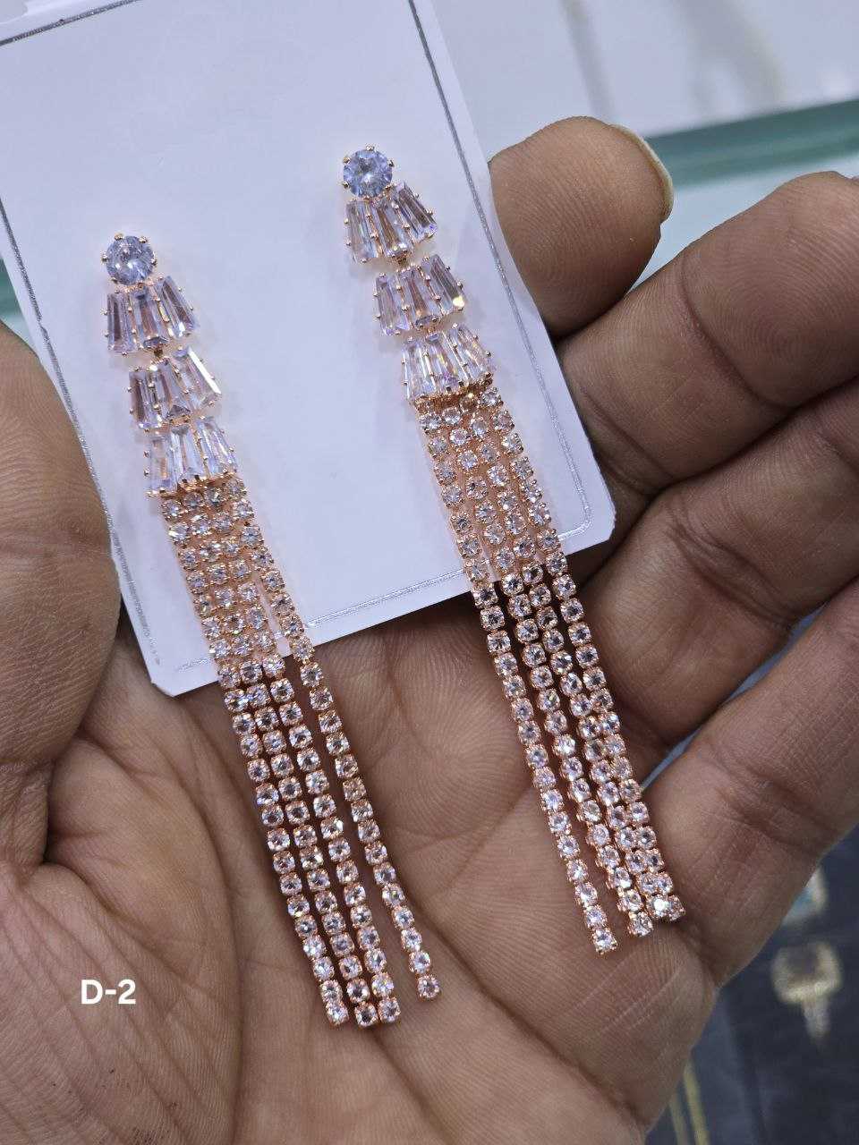 Ynf Brass Womens Jewellery Wholesale Fancy Earrings AD Diamond Earring Long Earrings Manufacturer - Jewellery Export