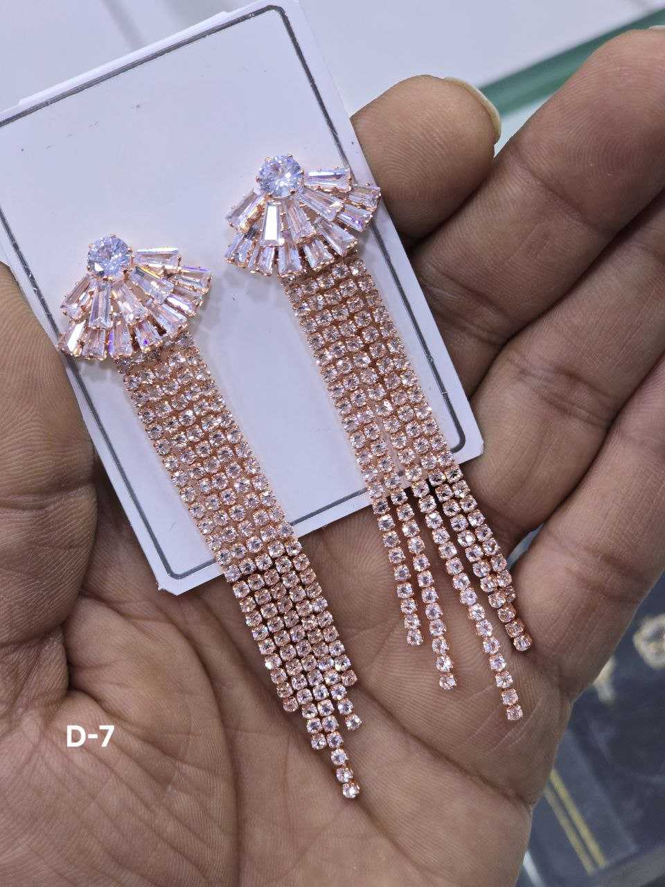 Ynf Brass Womens Jewellery Wholesale Fancy Earrings AD Diamond Earring Long Earrings Manufacturer - Jewellery Export