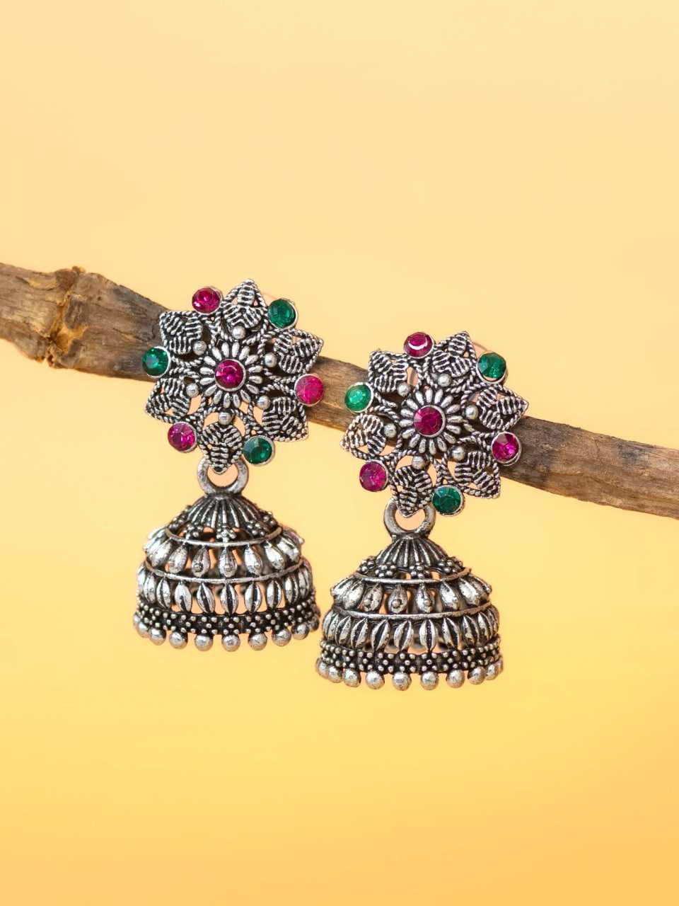 Ynf Alloy KESH105 ER4094 Womens Jewellery Wholesale Oxidized Earrings Jhumka Earrings Silver Plated Jewelry Manufacturer - Jewellery Export
