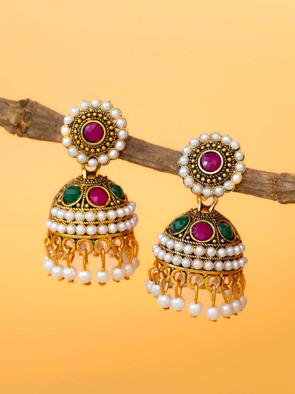 Ynf Alloy KESH105 ER4097 Womens Jewellery Wholesale Traditional Jewelry Jhumka Earrings Gold Plated Jewelry Manufacturer - Jewellery Export