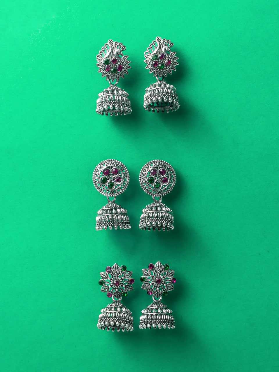 Ynf Alloy KESH105 ER4100 Womens Jewellery Wholesale Fancy Earrings Jhumka Earrings Silver Plated Jewelry Manufacturer - Jewellery Export