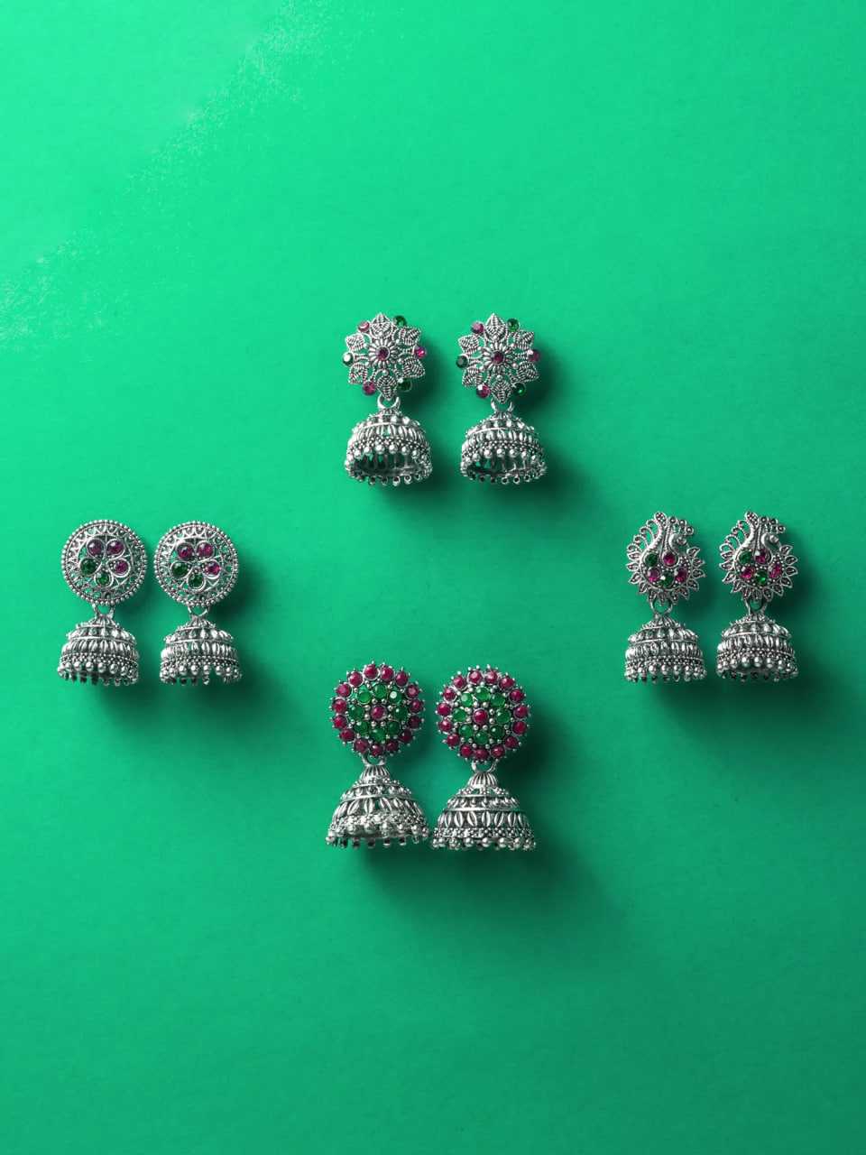 Ynf Alloy KESH105 ER4104 Womens Jewellery Wholesale Fancy Earrings Jhumka Earrings Silver Plated Jewelry Manufacturer - Jewellery Export