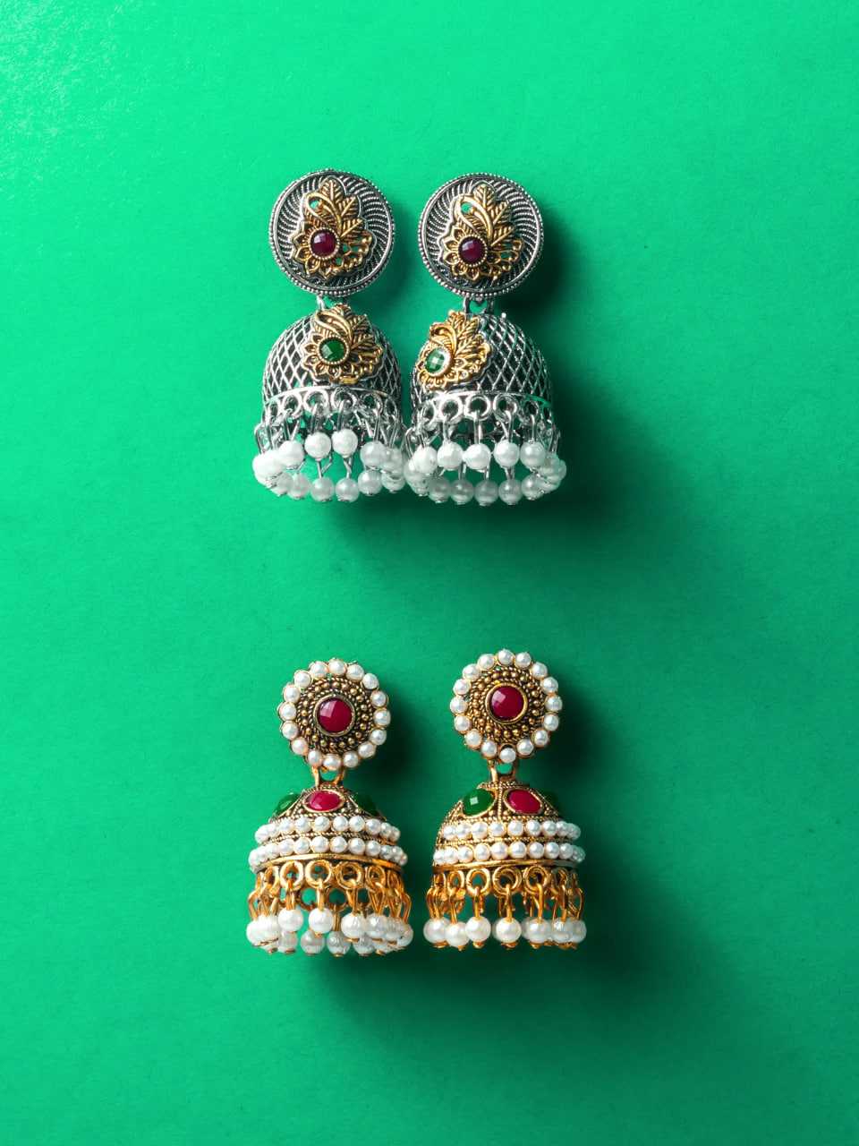 Ynf Alloy KESH105 ER4111 Womens Jewellery Wholesale Fancy Earrings Jhumka Earrings Earrings With Stones Manufacturer - Jewellery Export