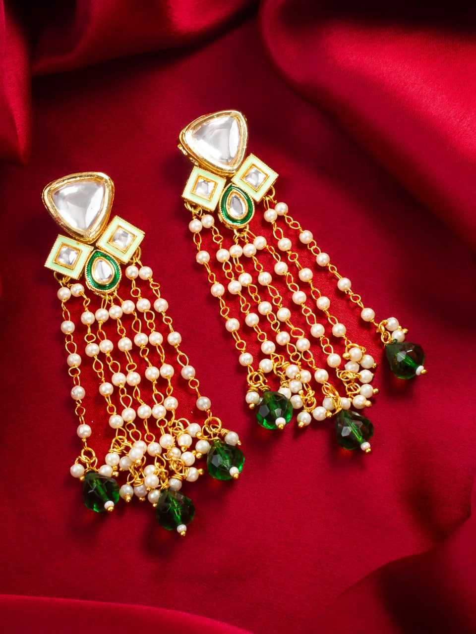 Ynf Brass KESH105 ER4124 Womens Jewellery Wholesale Fancy Earrings Kundan Earrings Gold Plated Jewelry Manufacturer - Jewellery Export