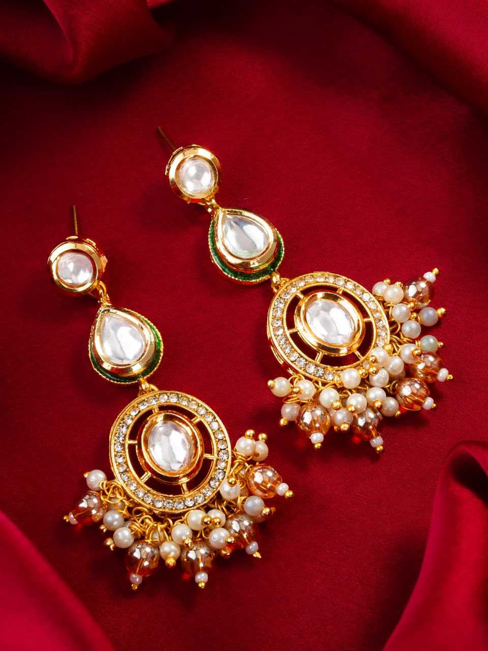 Ynf Brass KESH105 ER4125 Womens Jewellery Wholesale Fancy Earrings Kundan Earrings Gold Plated Jewelry Manufacturer - Jewellery Export