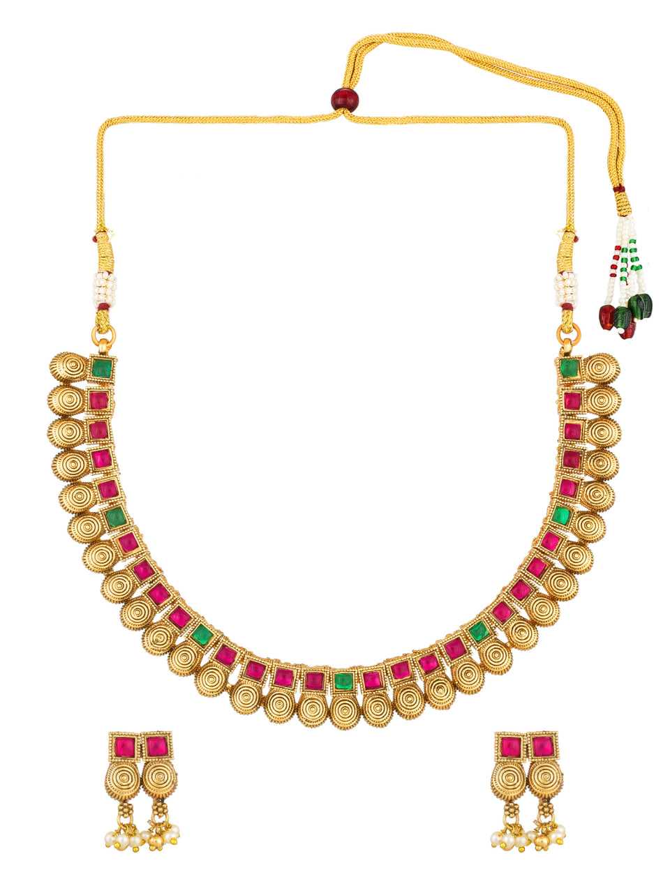 Ynf Brass KESH105 NK3953 Womens Jewellery Wholesale Necklaces Set Temple Jewelry Manufacturer - Jewellery Export
