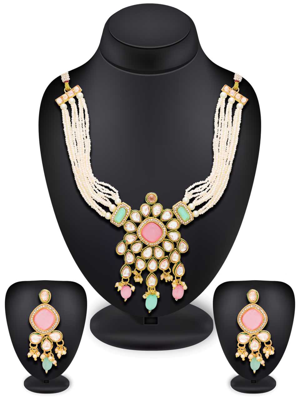 Ynf Brass KESH105 NK3969 Womens Jewellery Wholesale Long Sets Fancy Mala Necklaces Kundan Pendant Sets Manufacturer - Jewellery Export