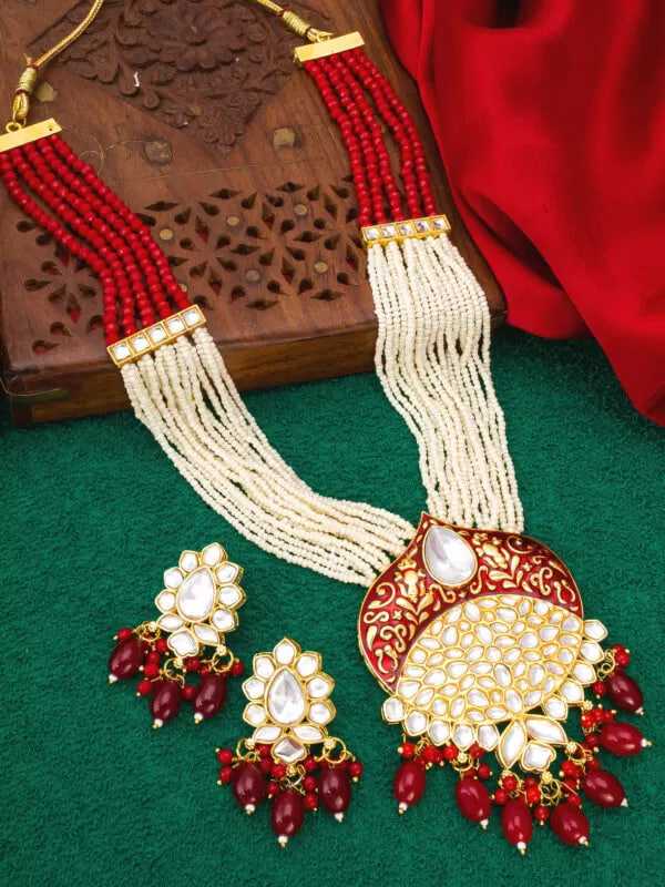 Ynf Brass KESH105 NK4094 Womens Jewellery Wholesale Long Sets Fancy Mala Necklaces Kundan Pendant Sets Manufacturer - Jewellery Export