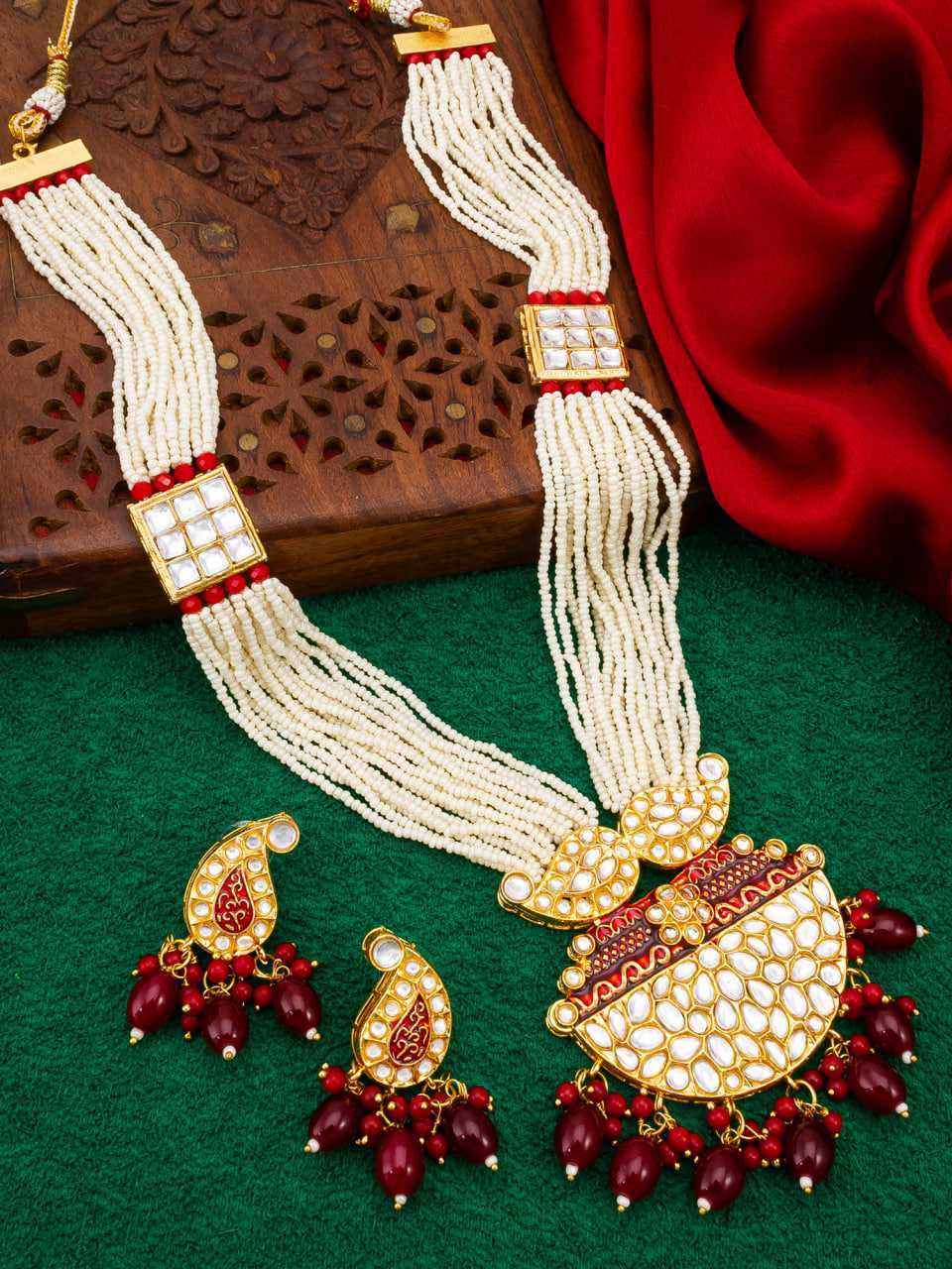 Ynf Brass KESH105 NK4095 Womens Jewellery Wholesale Long Sets Fancy Mala Necklaces Kundan Pendant Sets Manufacturer - Jewellery Export