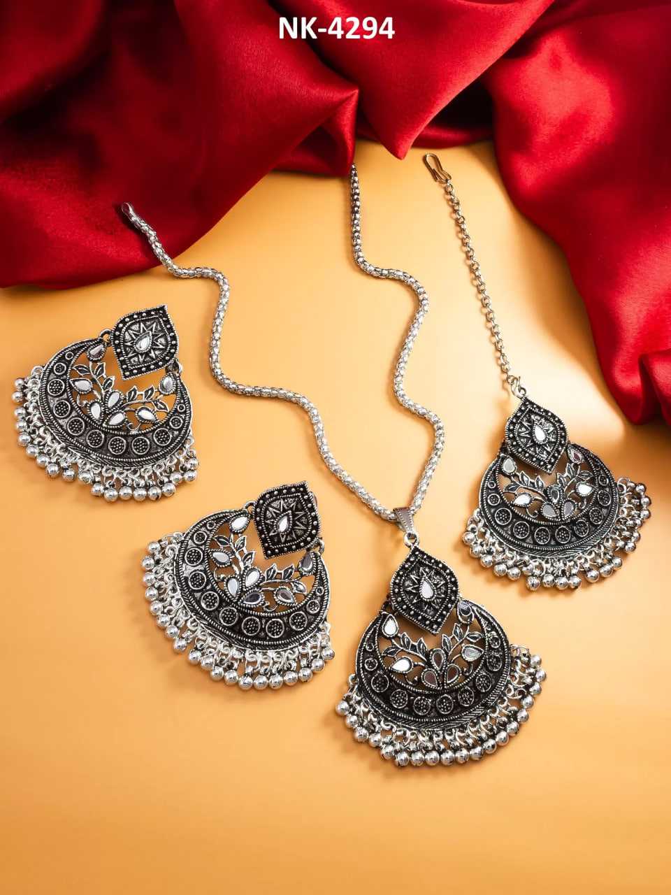 Ynf Brass KESH105 NK4294 Womens Jewellery Wholesale Oxidized Jewellery Set Manufacturer - Jewellery Export