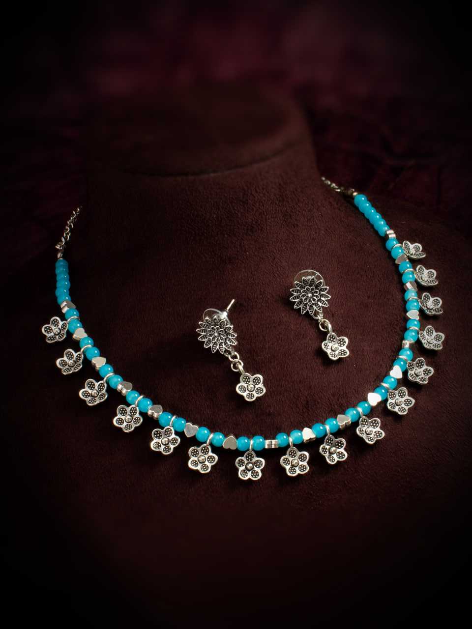 Ynf Brass KESH105 NK4560 Womens Jewellery Wholesale Oxidized Jewellery Set Manufacturer - Jewellery Export