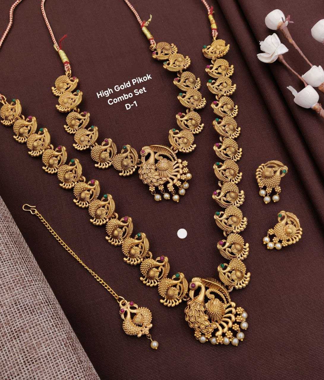 Ynf Brass Womens Jewellery Wholesale Long Sets Golden Necklace Set Temple Jewelry Manufacturer - Jewellery Export