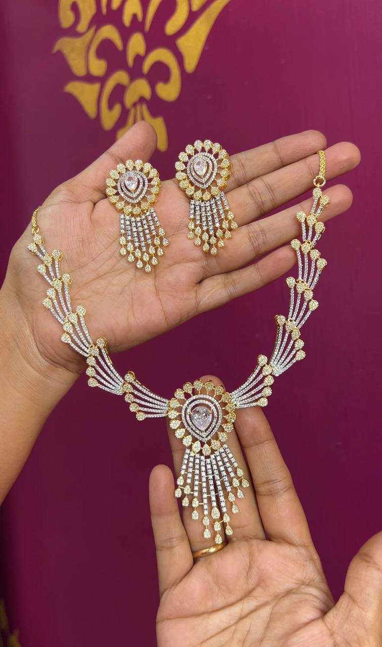 Ynf Gold Plated Silver Plated KESH192 NECKLACE 1 Womens Jewellery Wholesale Designer Crystal Necklaces Necklaces Set Fashion Necklace Manufacturer - Jewellery Export