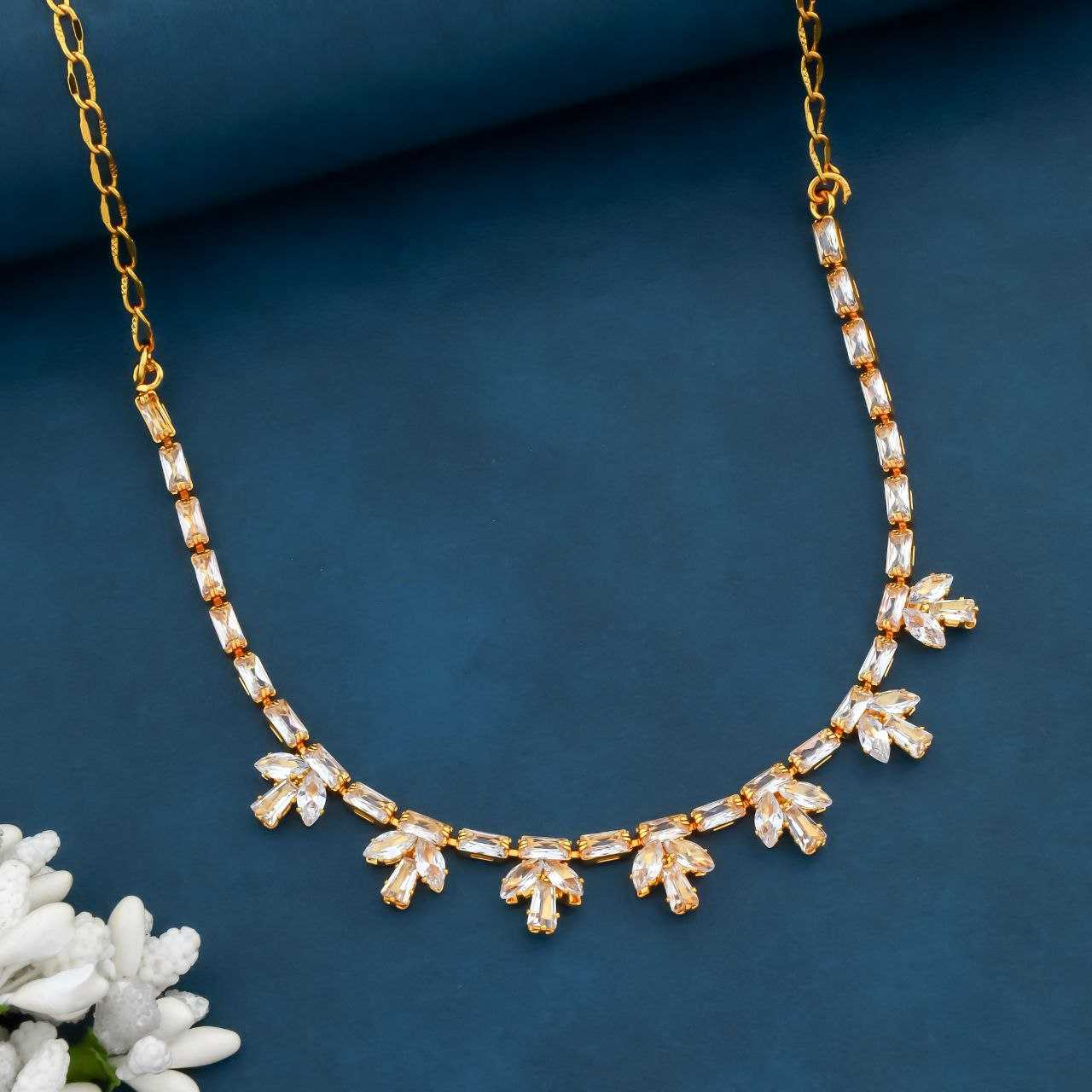 Ynf Brass KESH191 1 Womens Jewellery Wholesale AD Diamond Necklace Manufacturer - Jewellery Export