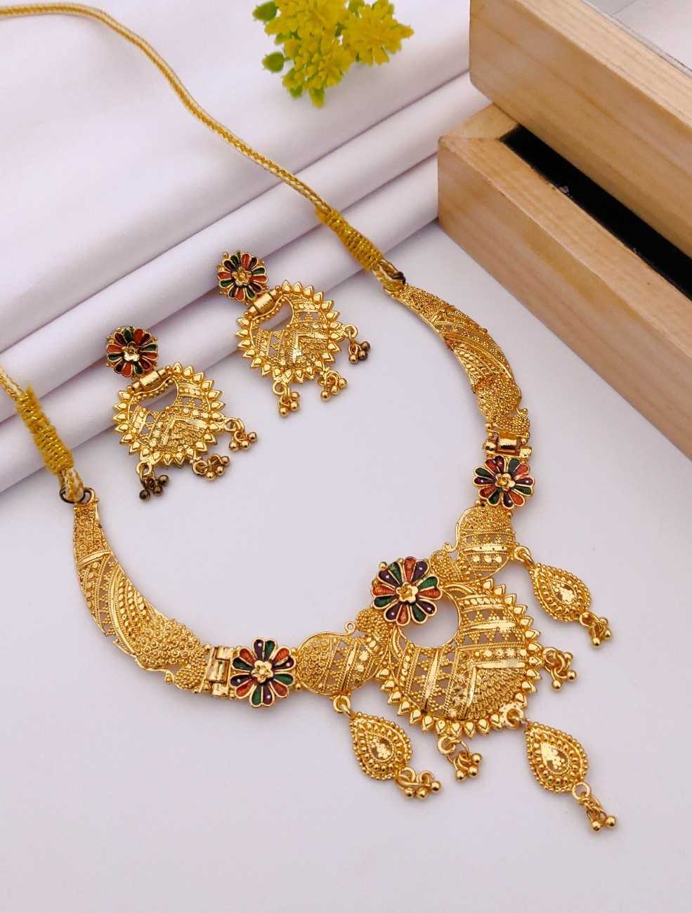 Ynf Brass KESH191 1 Womens Jewellery Wholesale Golden Necklace Set Traditional Jewelry Manufacturer - Jewellery Export