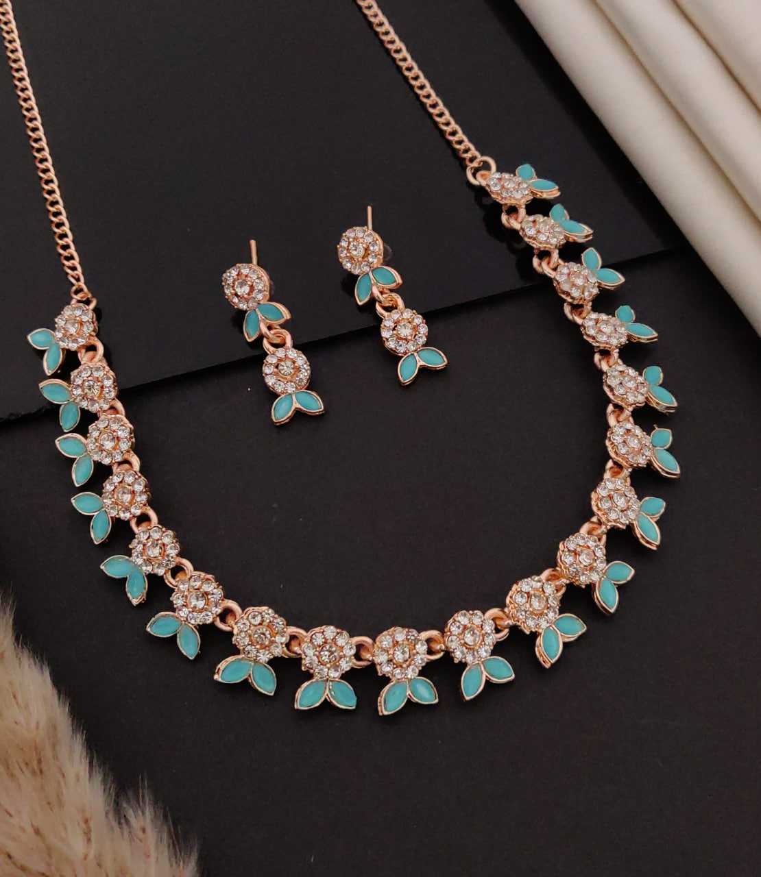 Ynf Alloy KESH191 131 Womens Jewellery Festive Collections Wholesale AD Diamond Necklace Necklaces Set Party Wear Jewelry Manufacturer - Jewellery Export