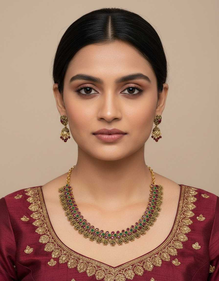 Ynf Fancy KESH191 NECKLACE SET Womens Jewellery Wholesale Artificial Necklace Sets Temple Jewelry Traditional Jewelry Manufacturer - Jewellery Export