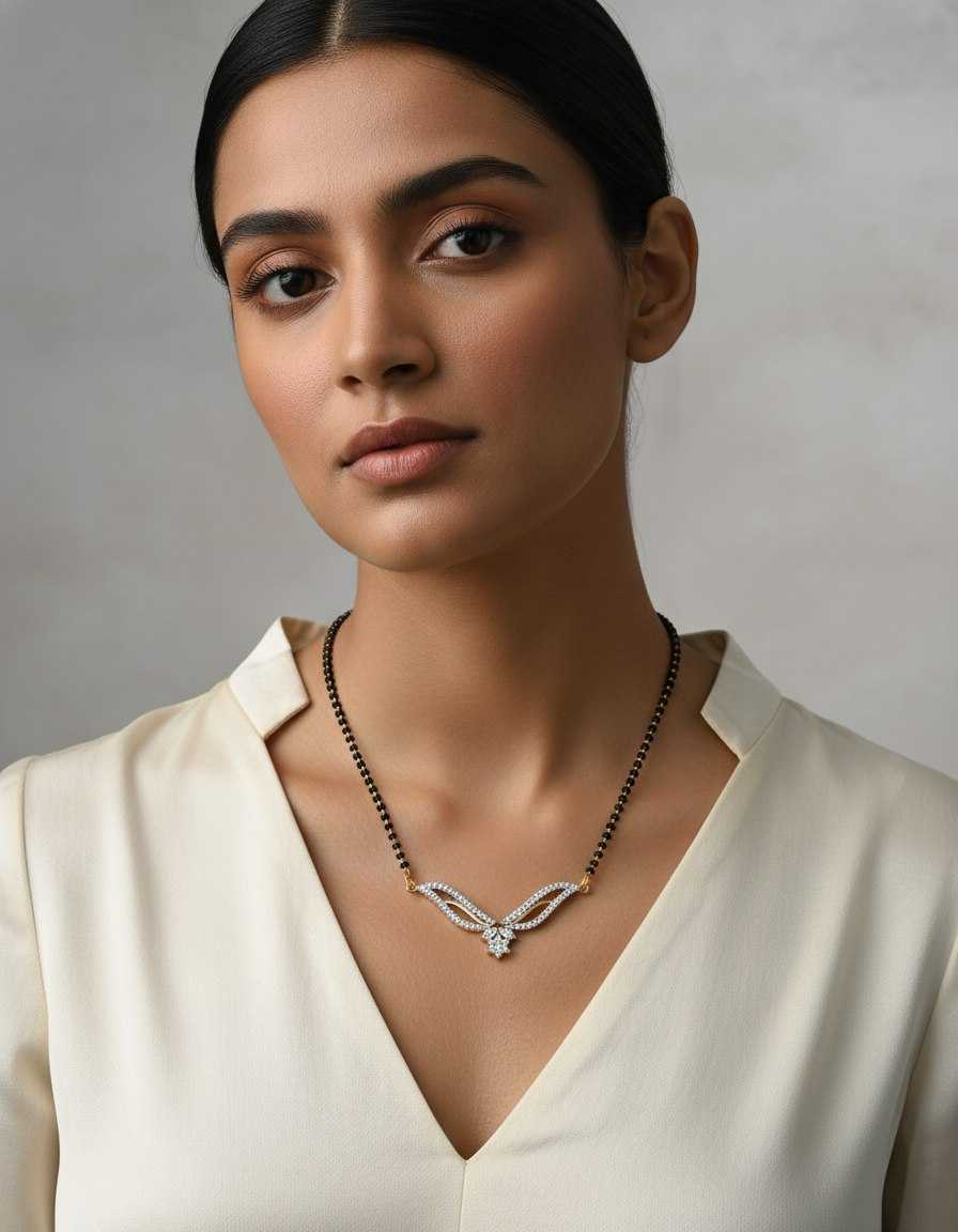 Ynf Brass KESH191 BITTU Womens Jewellery Wholesale Mangalsutras AD Diamond Necklace Pendant Buti Manufacturer - Jewellery Export