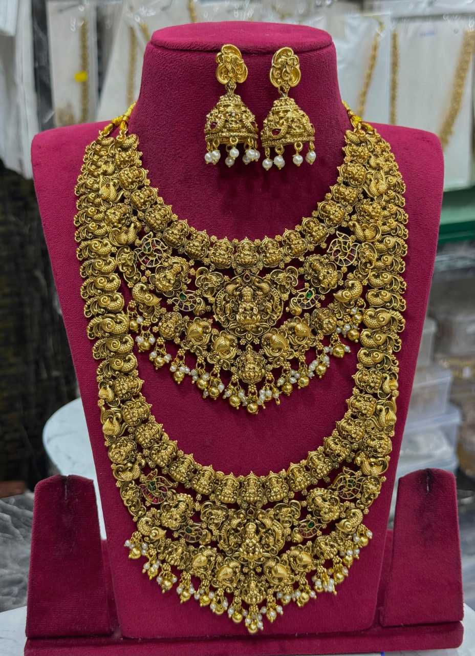 Ynf Brass KESH494 1 Womens Jewellery Wholesale Golden Necklace Set Bridal Jewelry Sets Designer Artificial Jewelry Manufacturer - Jewellery Export