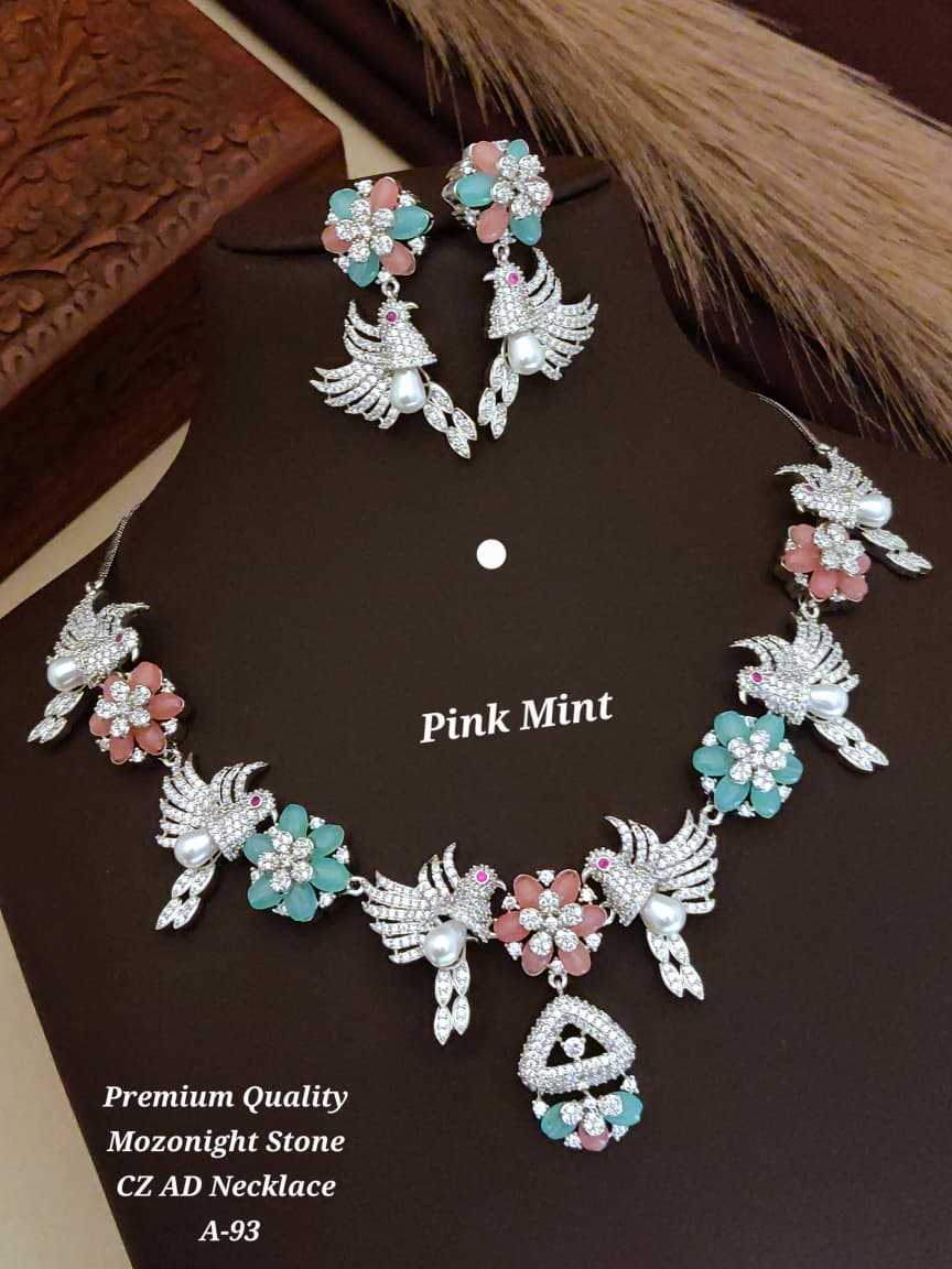 Ynf Alloy KESH193 217 Womens Jewellery Wholesale AD Diamond Necklace Necklaces Set Party Wear Jewelry Manufacturer - Jewellery Export