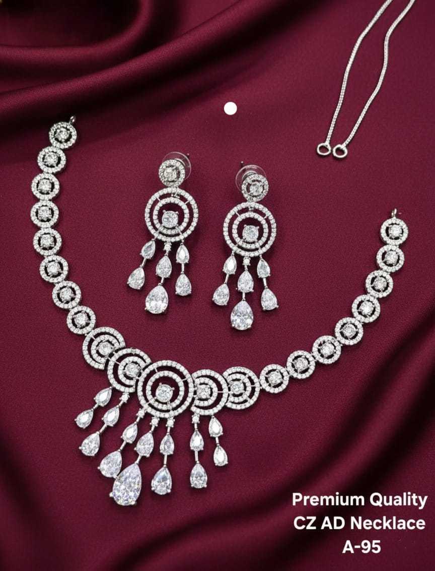 Ynf Alloy KESH193 218 Womens Jewellery Wholesale AD Diamond Necklace Necklaces Set Party Wear Jewelry Manufacturer - Jewellery Export