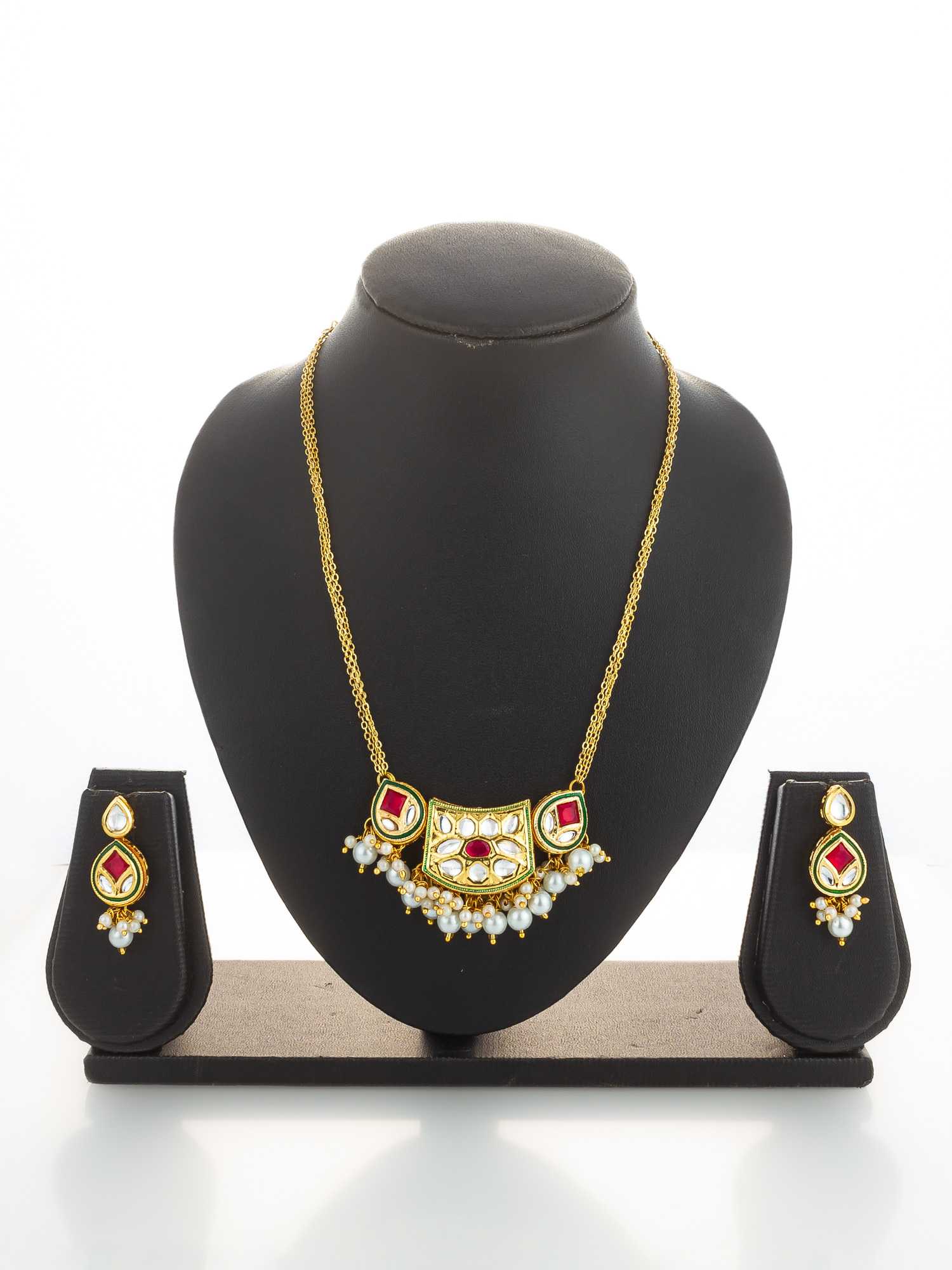 Ynf Brass KESH105 NK4846 Womens Jewellery Wholesale Kundan Necklace Set Necklaces Set Antique Necklaces Set Manufacturer - Jewellery Export