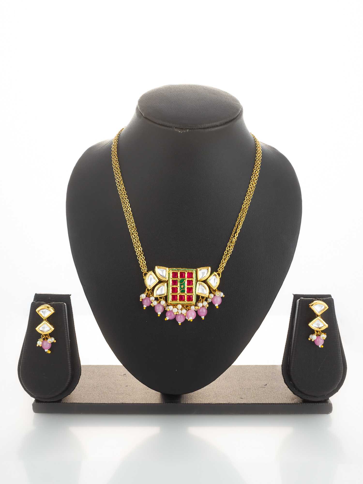 Ynf Brass KESH105 NK4847 Womens Jewellery Wholesale Kundan Necklace Set Necklaces Set Antique Necklaces Set Manufacturer - Jewellery Export