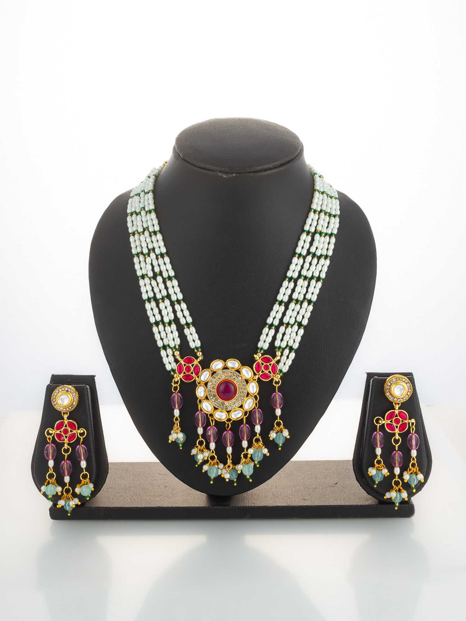 Ynf Brass KESH105 NK4869 Womens Jewellery Wholesale Kundan Necklace Set Necklaces Set Antique Necklaces Set Manufacturer - Jewellery Export