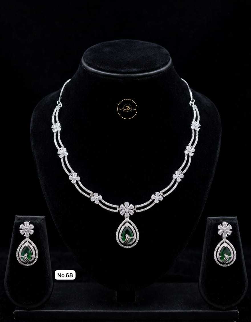 Ynf Brass KESH127 038 Womens Jewellery Wholesale AD Diamond Necklace Manufacturer - Jewellery Export
