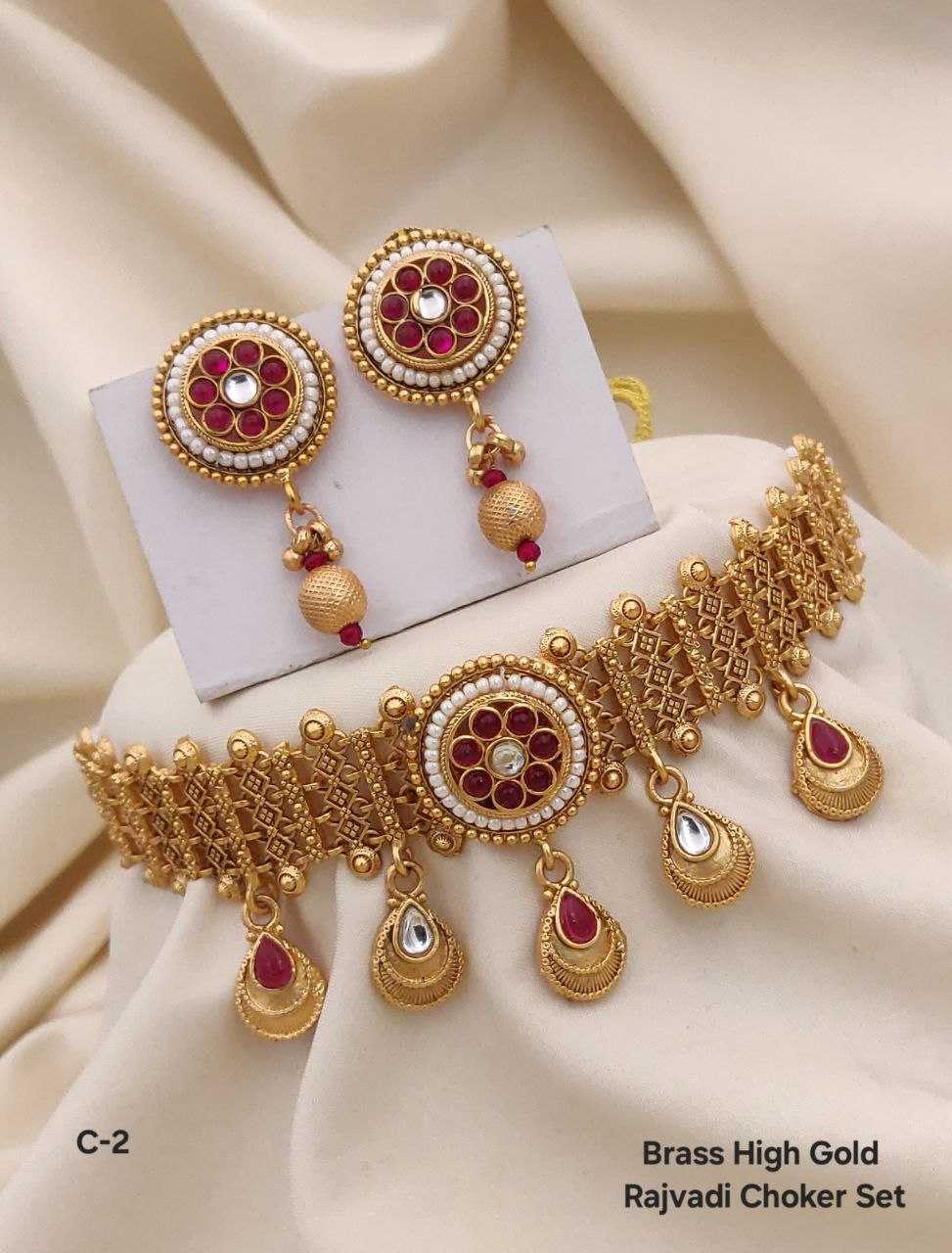 YNF BRASS KESH193 ROR134 WOMENS JEWELLERY WHOLESALE CHOKER NECKLACES KUNDAN NECKLACES SET MANUFACTURER - Jewellery Export