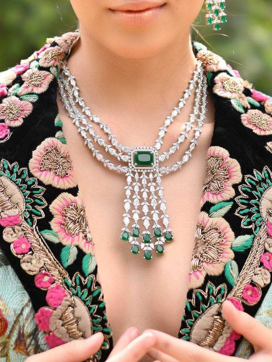 Ynf AD Diamond KESH192 Womens Jewellery Wholesale AD Diamond Necklace Necklaces Set Antique Necklaces Set Manufacturer - Jewellery Export