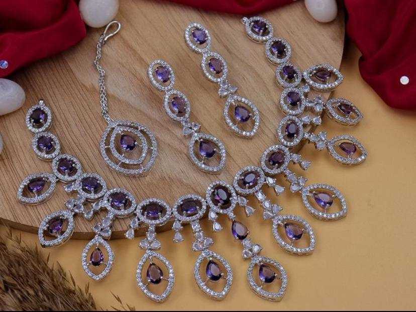 Ynf AD Diamond Womens Jewellery Wholesale AD Diamond Necklace Necklaces Set Antique Necklaces Set Manufacturer - Jewellery Export