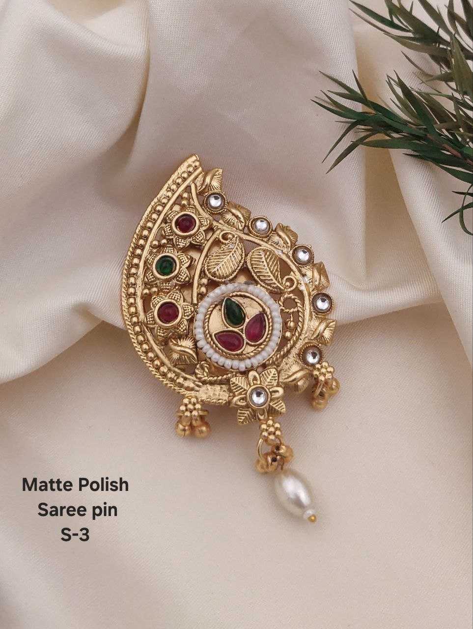 Ynf Brass KESH193 Womens Jewellery Wholesale Antique Saree Pins Silver Saree Pin Manufacturer - Jewellery Export