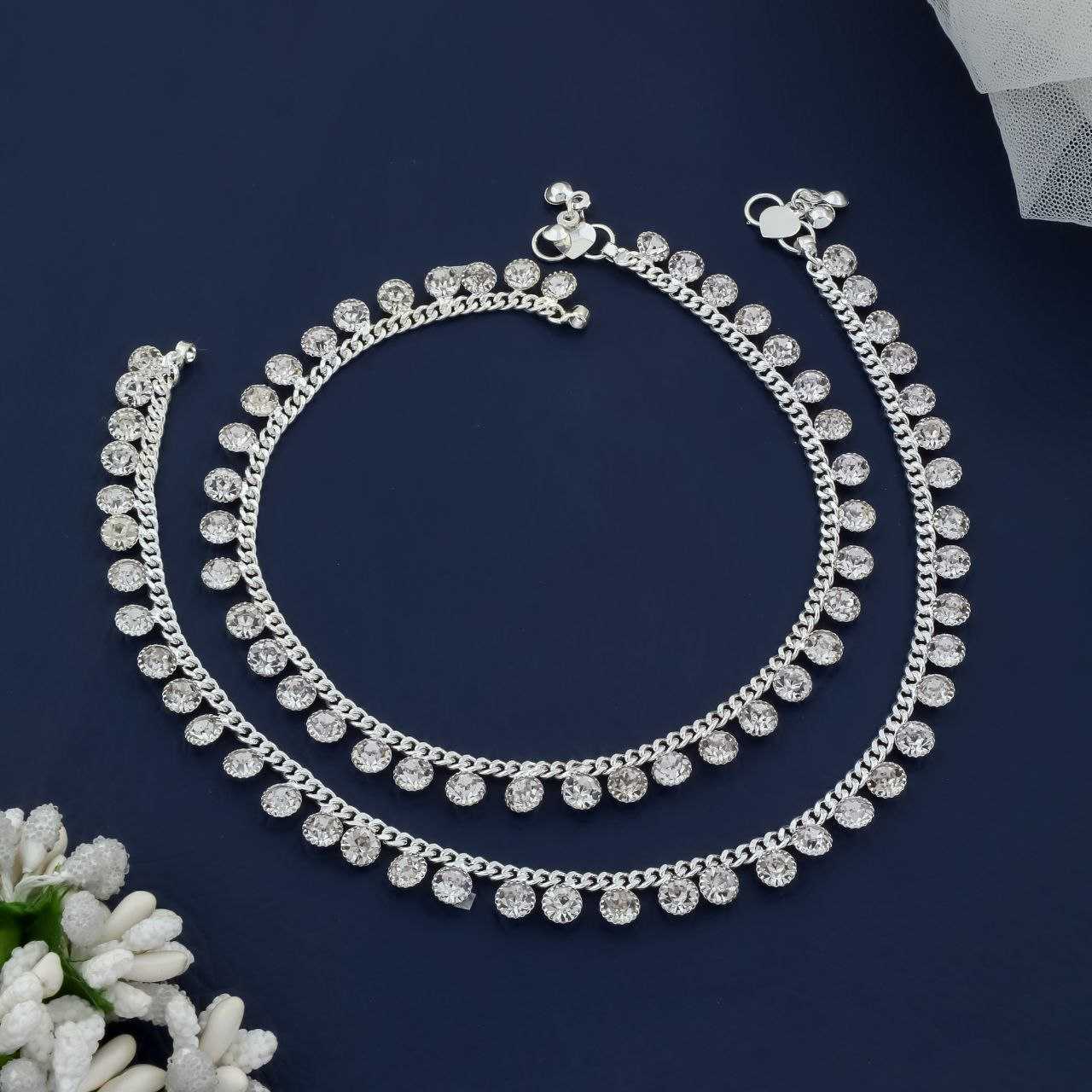 Ynf Fancy Womens Jewellery Wholesale AD Fancy Payal Silver Payal Silver Plated Jewelry Manufacturer - Jewellery Export