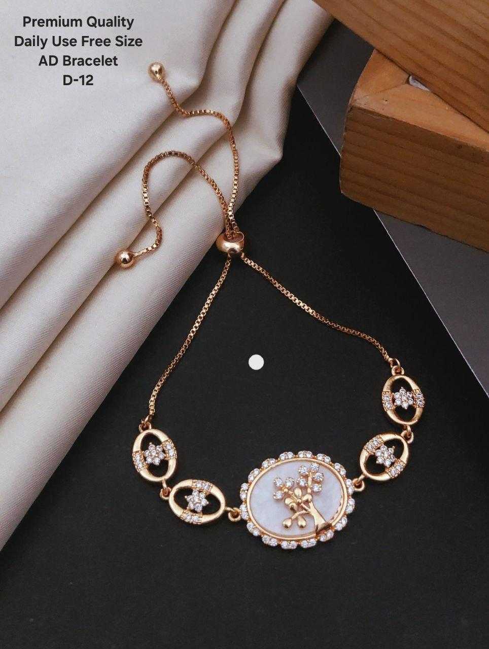 Ynf Fancy Womens Jewellery Wholesale AD Diamond Bracelet Golden Bracelet Gold Plated Jewelry Manufacturer - Jewellery Export