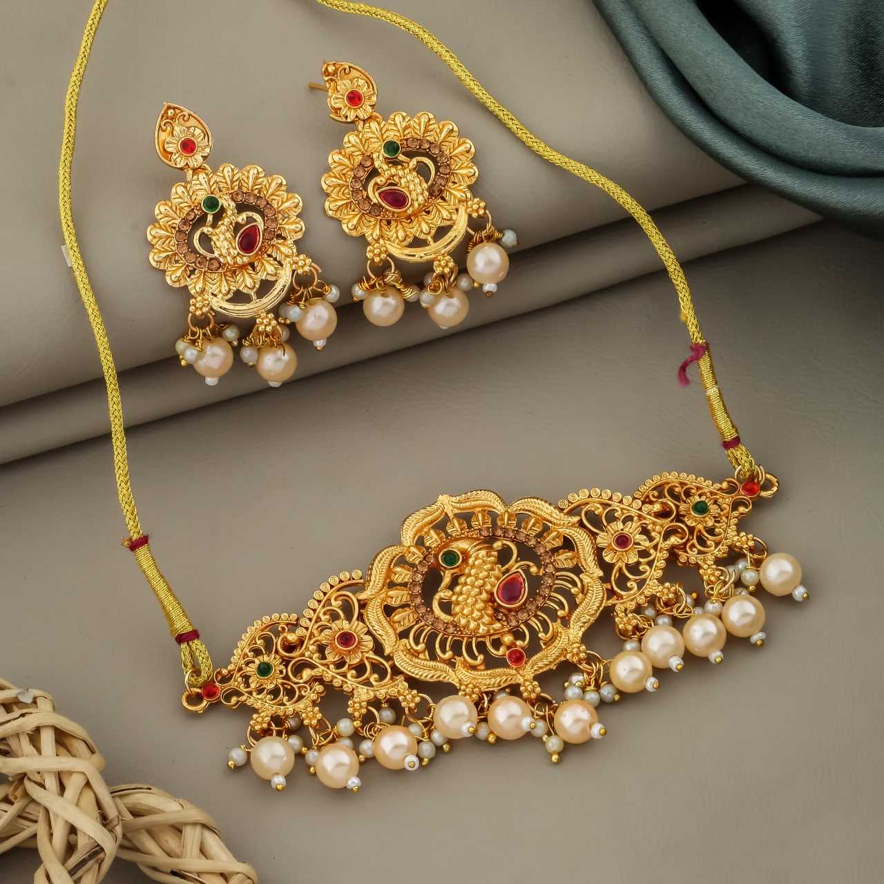 Ynf Brass KESH191 Womens Jewellery Wholesale Choker Necklaces Temple Jewelry Manufacturer - Jewellery Export