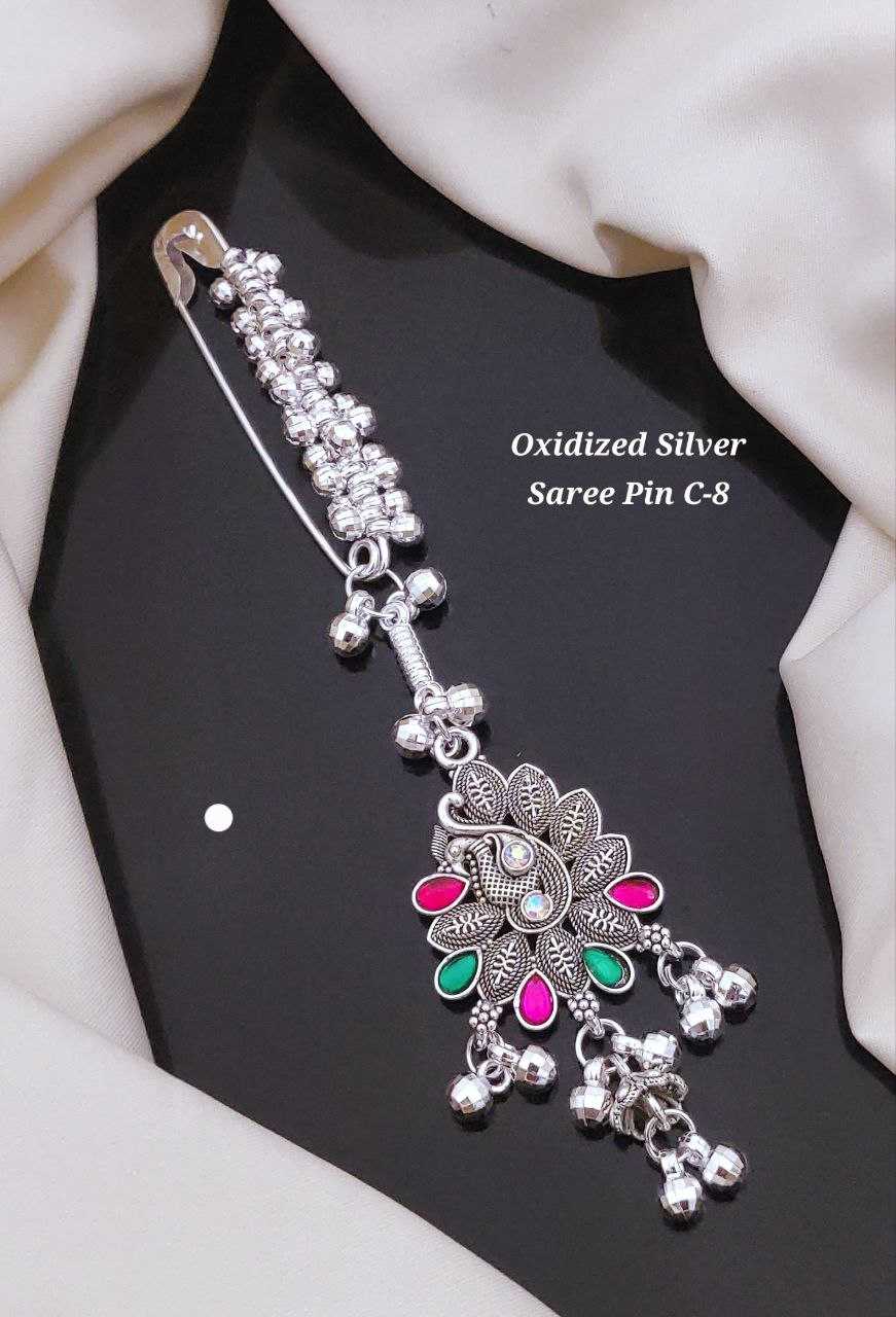 Ynf Brass KESH193 Womens Jewellery Wholesale Silver Saree Pin Manufacturer - Jewellery Export