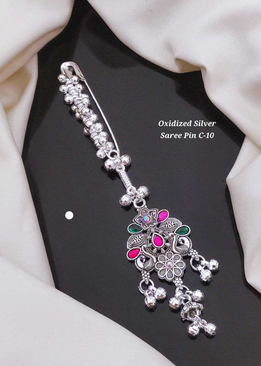Ynf Brass KESH193 Womens Jewellery Wholesale Silver Saree Pin Manufacturer - Jewellery Export