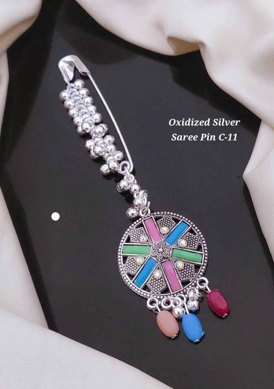 Ynf Brass KESH193 Womens Jewellery Wholesale Silver Saree Pin Manufacturer - Jewellery Export