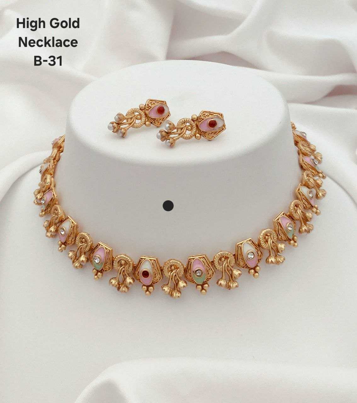 Ynf Brass Womens Jewellery Wholesale Choker Necklaces Necklaces Set Golden Necklace Set Manufacturer - Jewellery Export