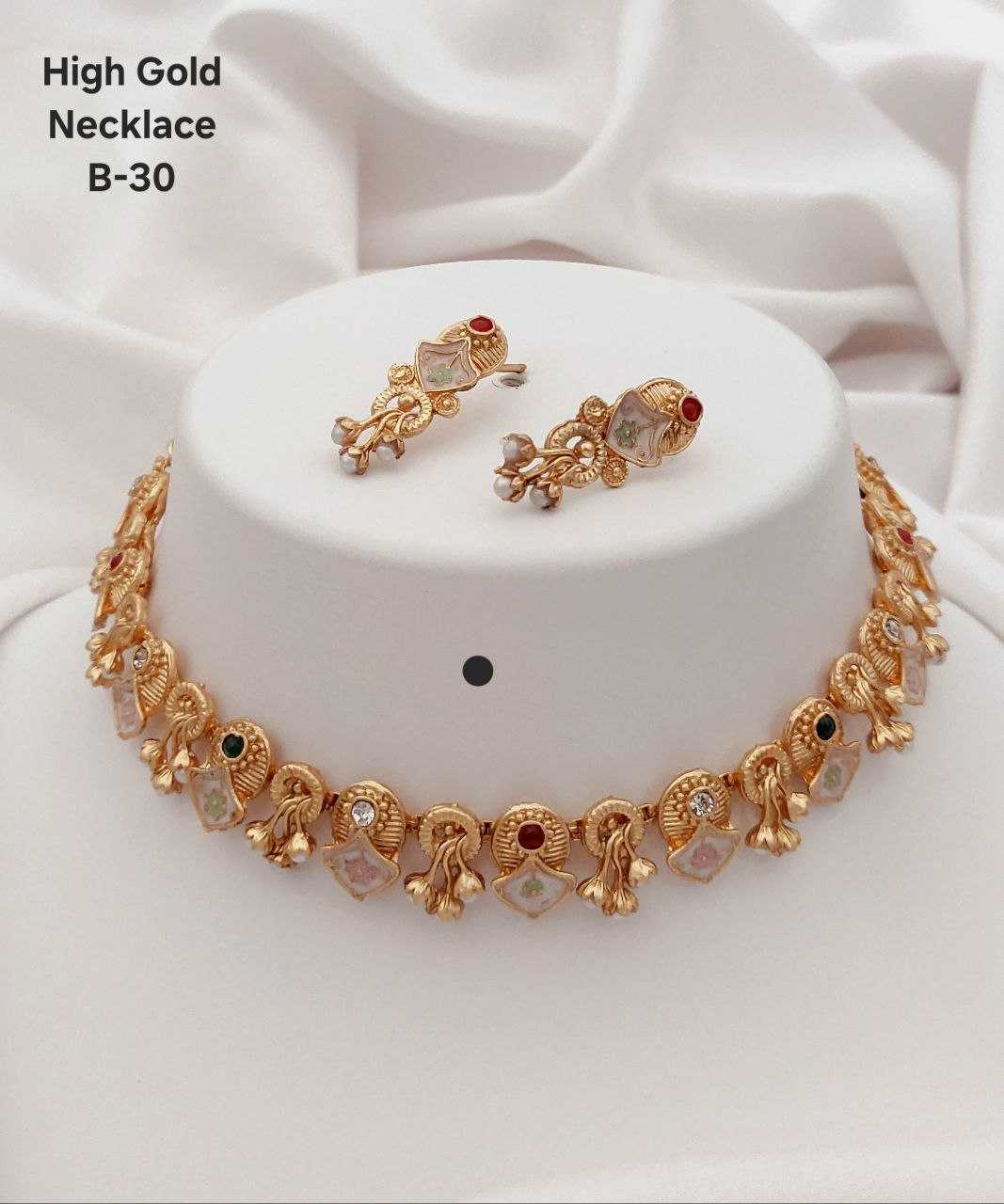 Ynf Brass Womens Jewellery Wholesale Choker Necklaces Necklaces Set Golden Necklace Set Manufacturer - Jewellery Export