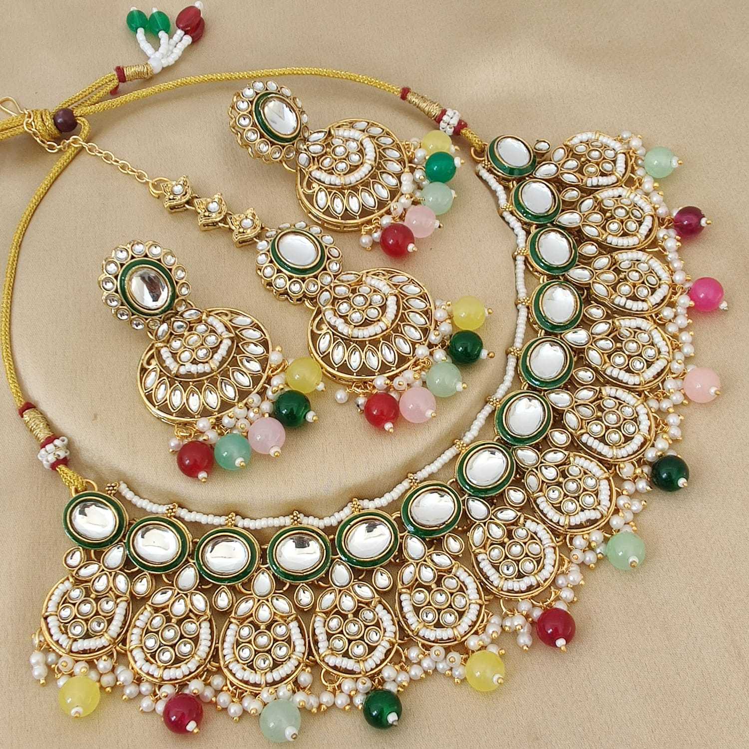 Ynf Fancy KESH494 1 Womens Jewellery Wholesale Necklaces Set Rajwadi Necklaces Set Bridal Jewelry Sets Manufacturer - Jewellery Export