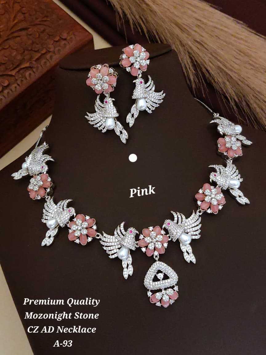 Ynf Alloy KESH193 217 Womens Jewellery Wholesale AD Diamond Necklace Necklaces Set Party Wear Jewelry Manufacturer - Jewellery Export
