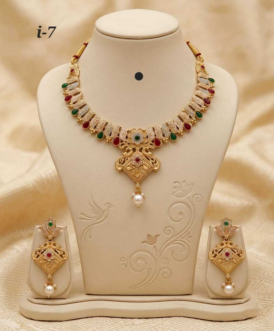 Ynf Alloy KESH193 230 Womens Jewellery Wholesale Necklaces Set Bridal Jewelry Sets Stone Studded Jewelry Manufacturer - Jewellery Export