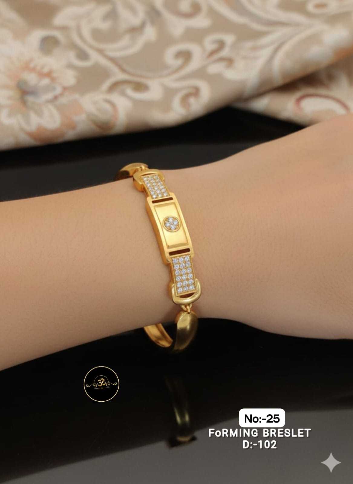 Ynf Brass RIN113 023 Womens Jewellery Wholesale AD Diamond Bracelet Brass Gold Bracelets Manufacturer - Jewellery Export